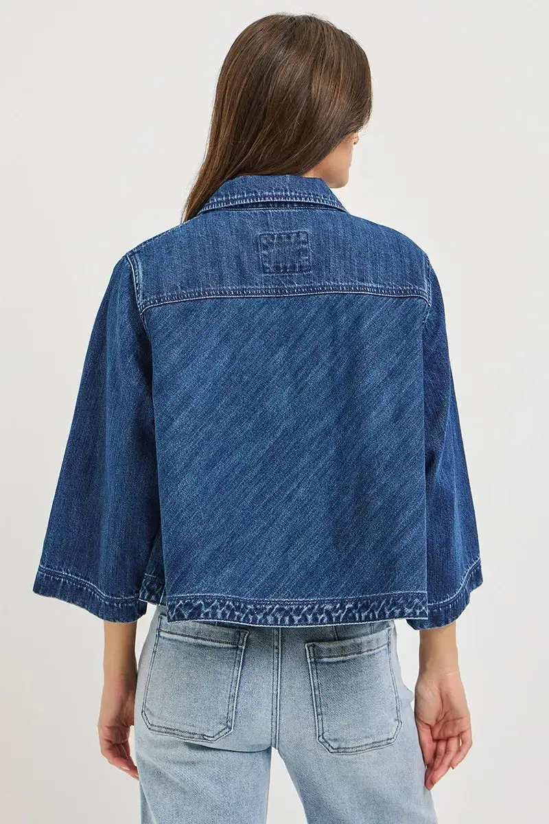 Double-breasted Flowy Cropped Jacket