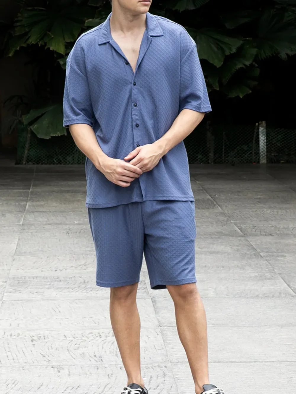 Blue Casual Style Relaxed Co-Ord Set