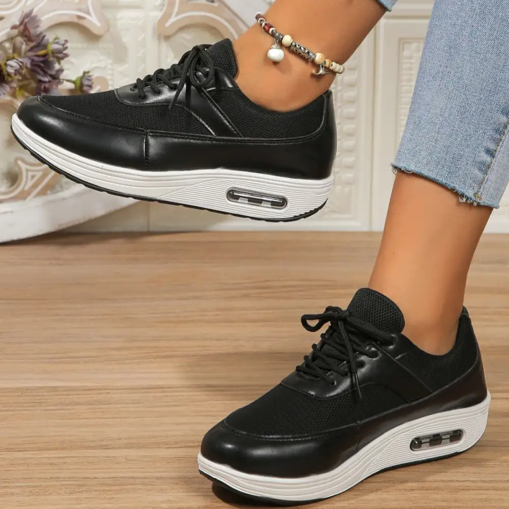Lace-Up Wedge Sneakers