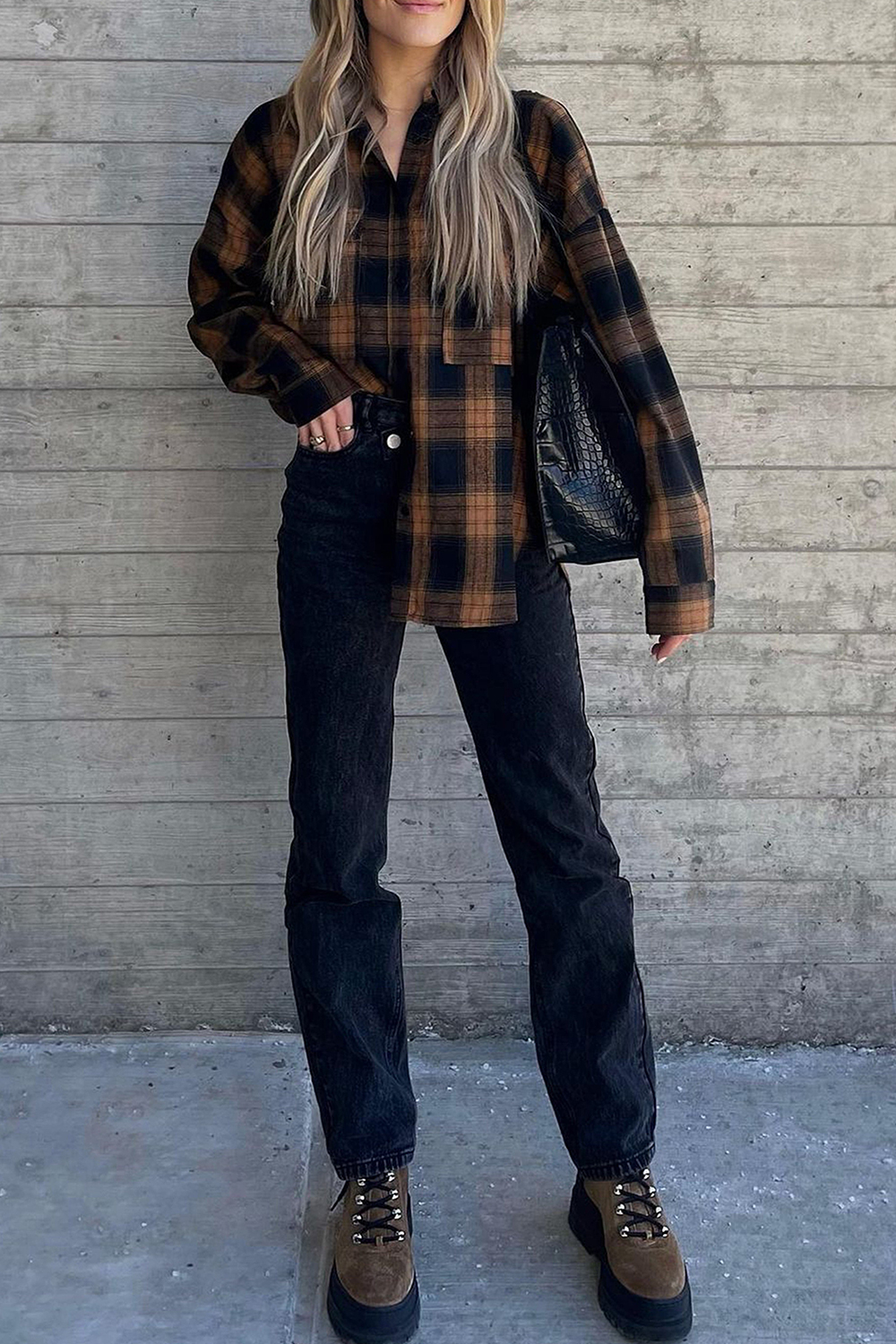 Brown And Black Flannel Plaid Shirt