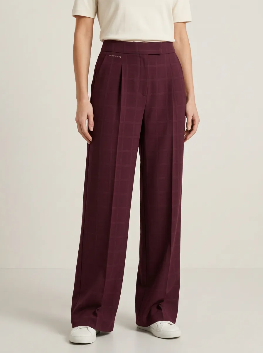 Casual Wide-Leg Plaid Printed Women's Wide-Leg Pants