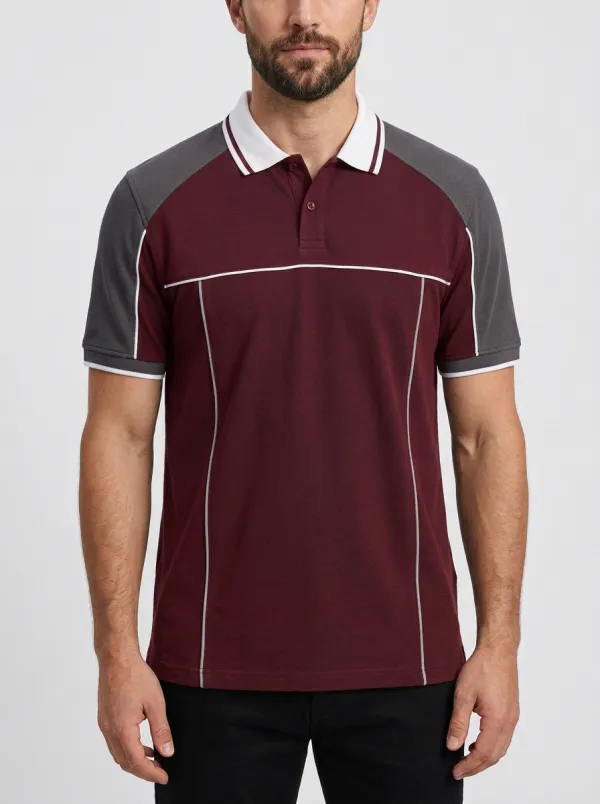 Men's Sport Colorblock Contrast Piping Polo Shirt