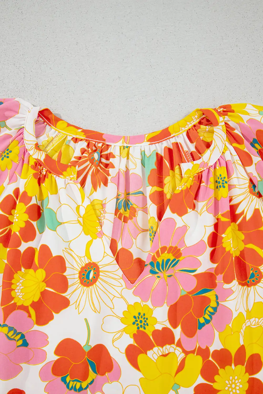 Floral Abstract Print V-Neck Blouse