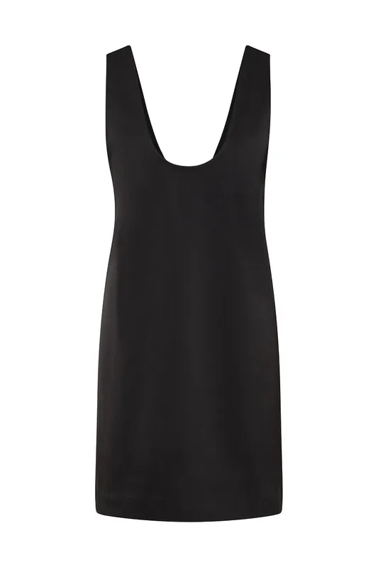 Black Scoop Neck A-Line Mini Dress