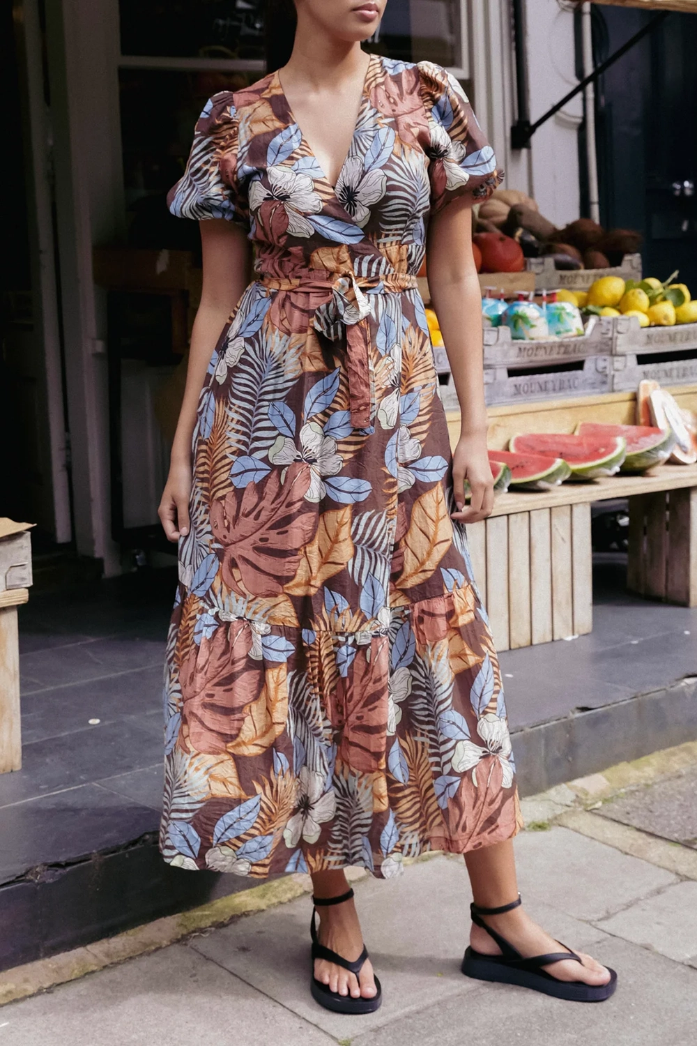 Floral Print Wrap Maxi Dress