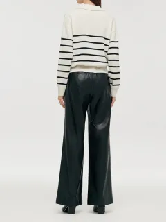Wool Black And White Stripe Women Sweater