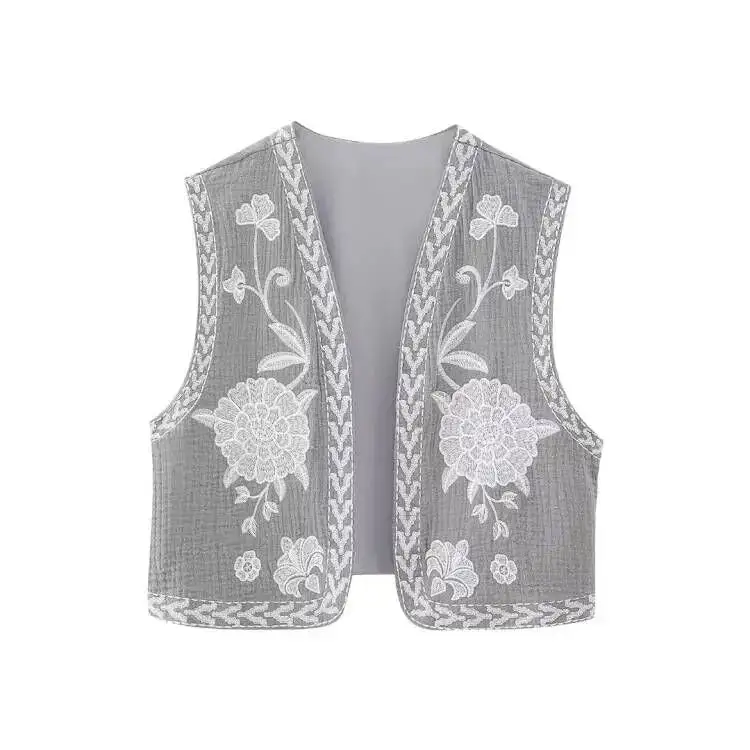 Embroidered Sleeveless Vest