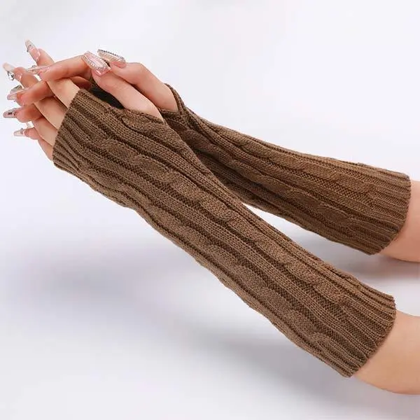 Knitted Warm Fingerless Sweater Arm Sleeves 75966435C