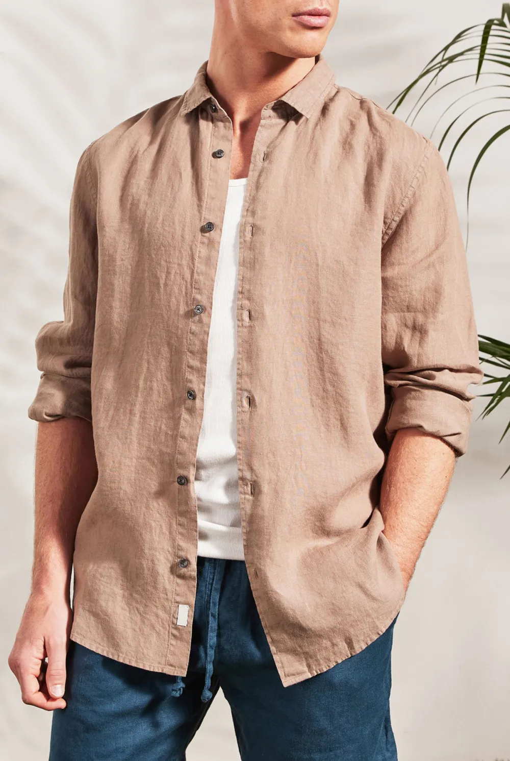 Black Linen Button Down Long Sleeve Shirt