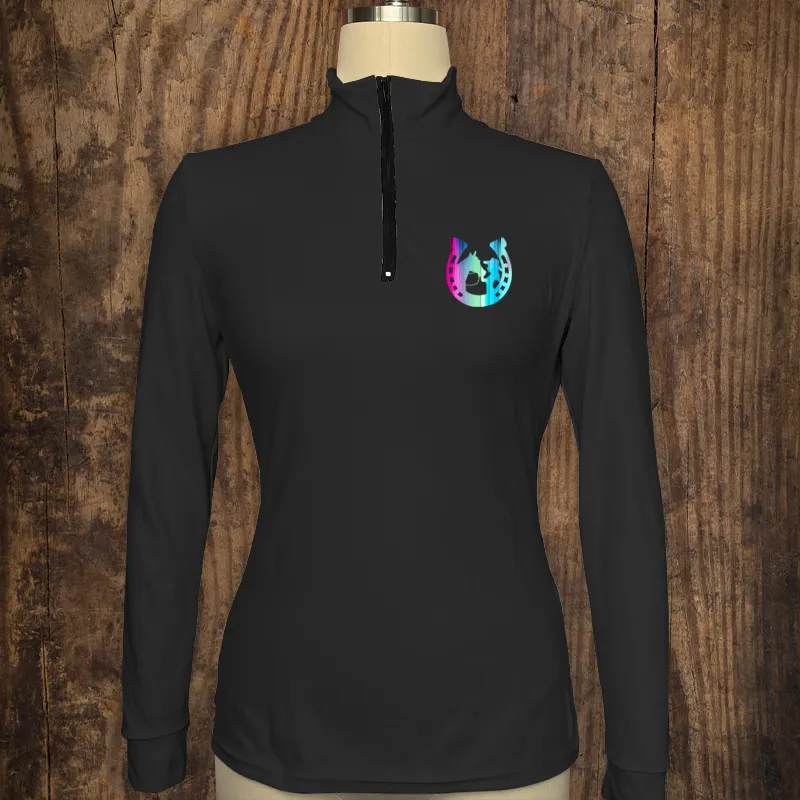 Women's Riding Style Horse Print Long Sleeve Casual Shirt