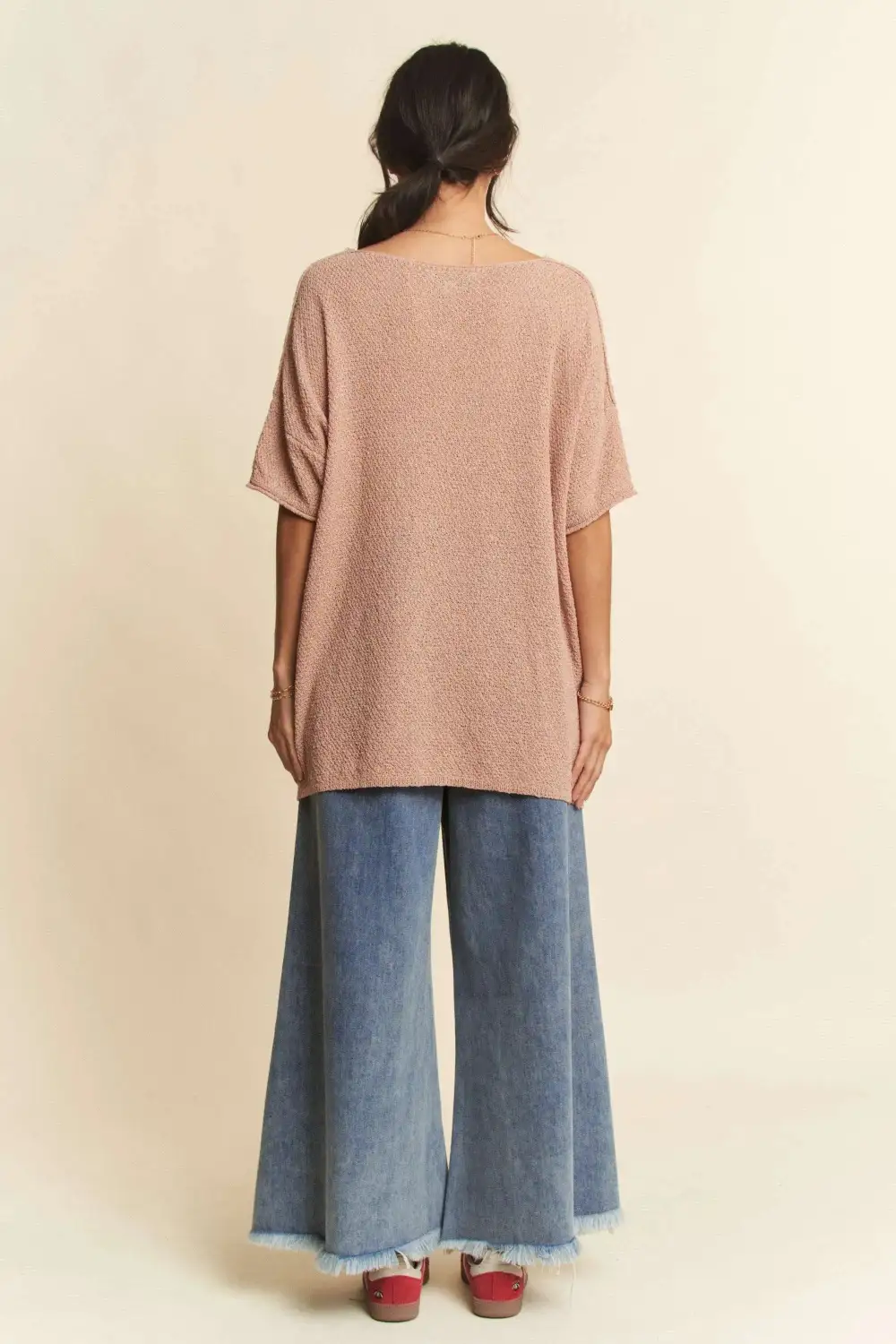 Patch Pocket Wide Leg Culotte Denim Jeans
