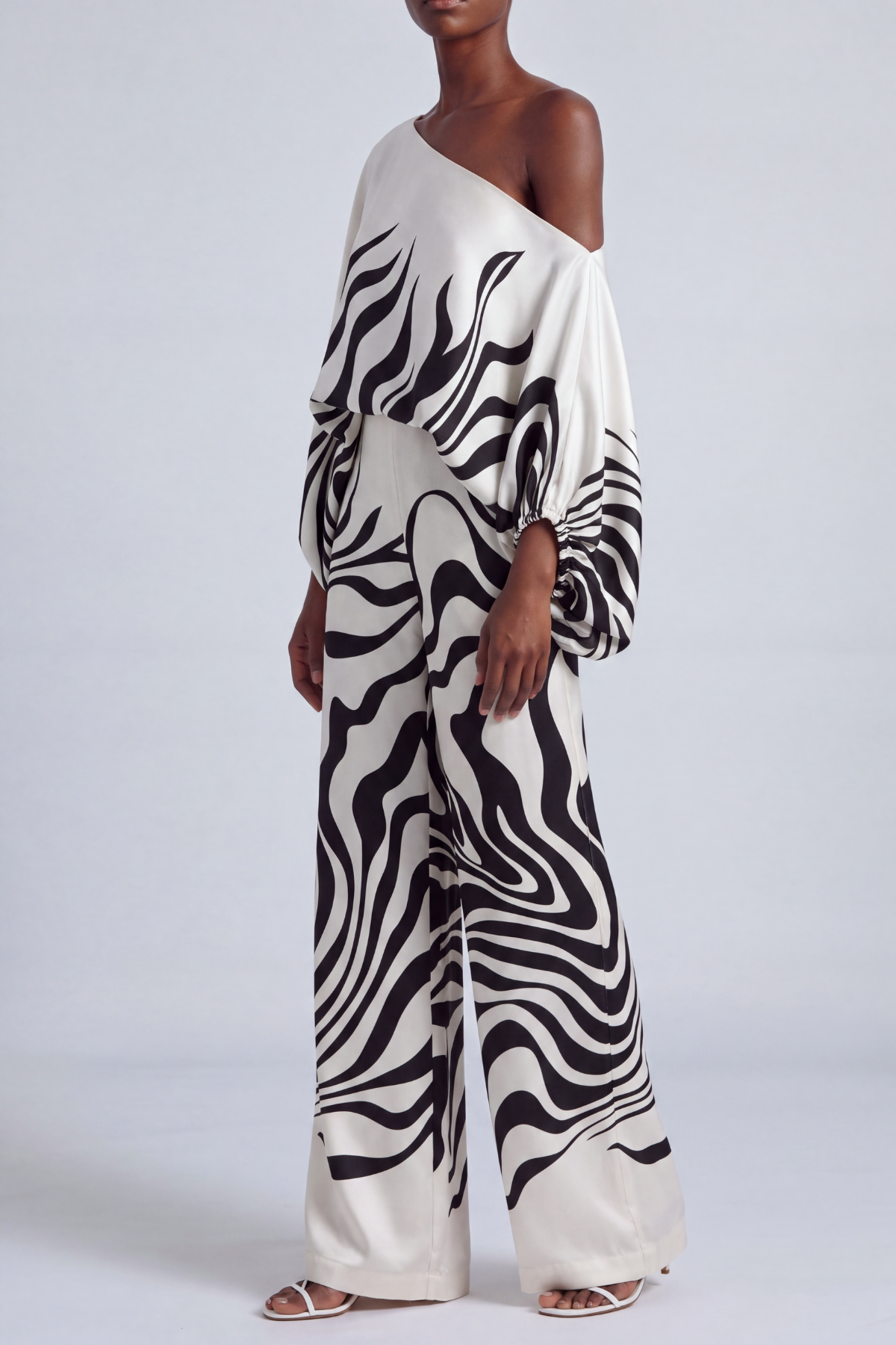 Off Shoulder Printed Matching Pants Set