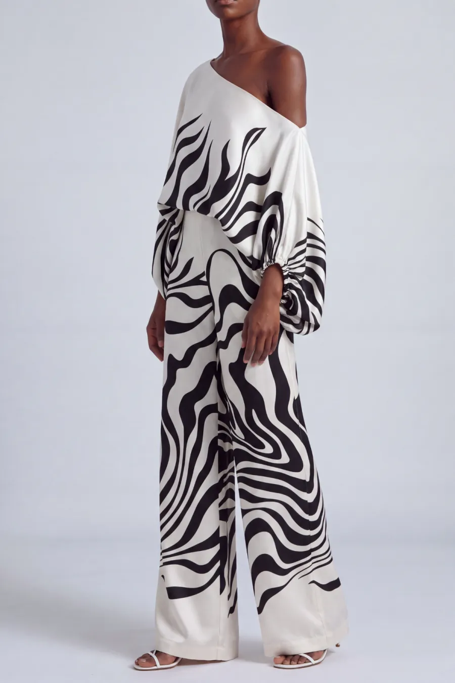 Off Shoulder Printed Matching Pants Set