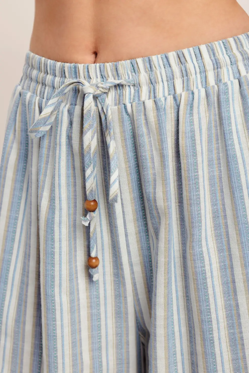 Linen Blend Striped Wide Leg Pants