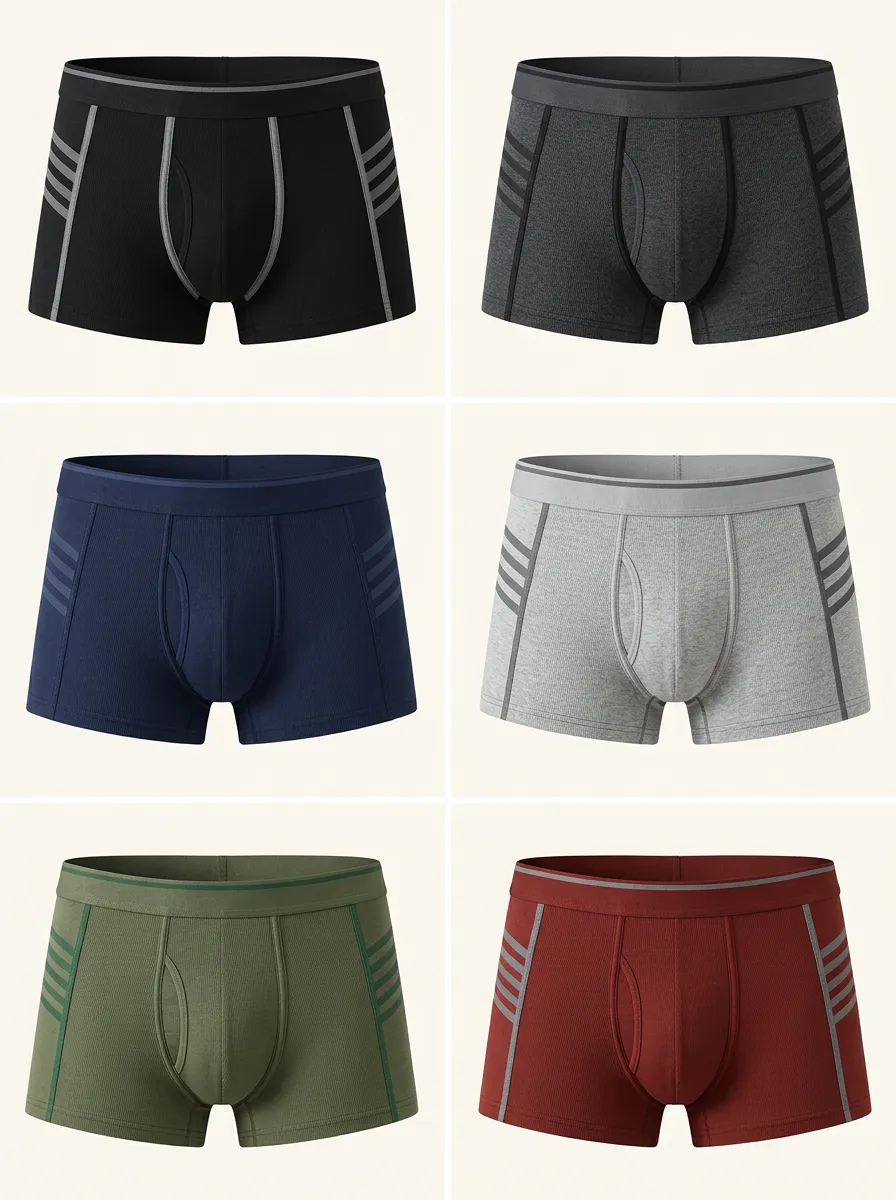 Men's Multicolor Athletic Panel Boxer Briefs Multi-Pack