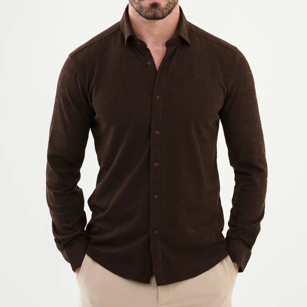 Polished Hidden Button Slim Cotton Shirt