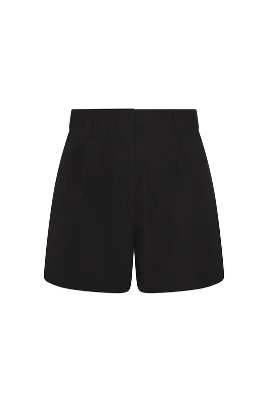 Black High-Rise Pleated Shorts