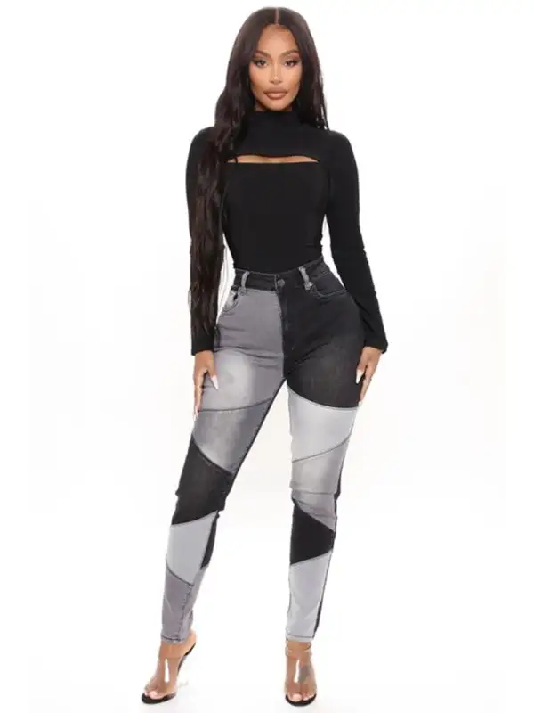 Structured High Waist Skinny Denim Jeans