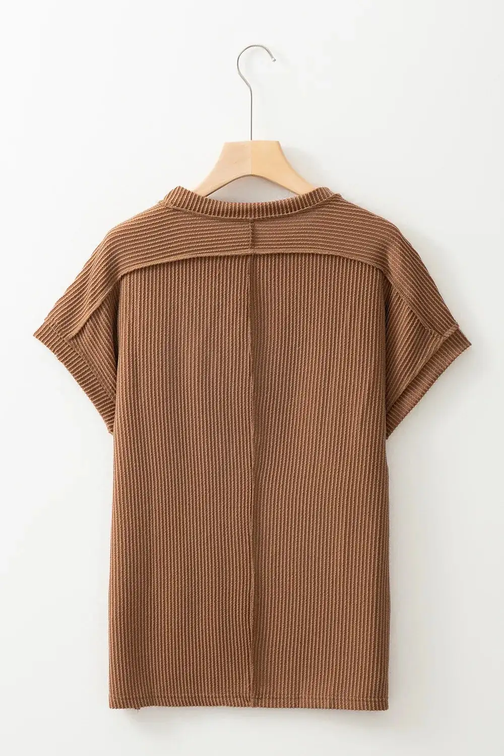 Round-Neck Short-Sleeve Ribbed T-Shirt