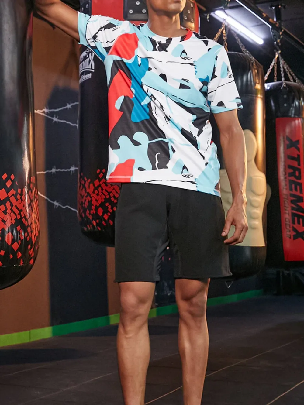 Multi-Color Sporty Abstract T-Shirt