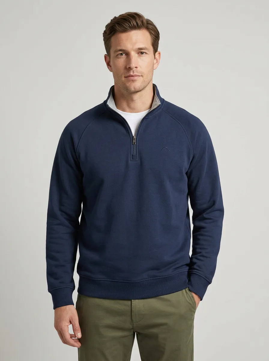 Men's Mountain Raglan Embroidered Emblem Quarter-Zip Sweatshirt