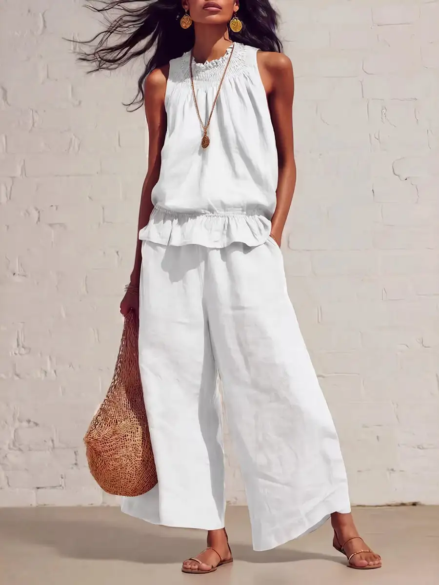 Relaxed Sleeveless Vest And Pants Set