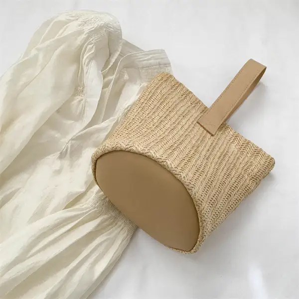 Straw Woven Bucket Everyday Carry Handbag