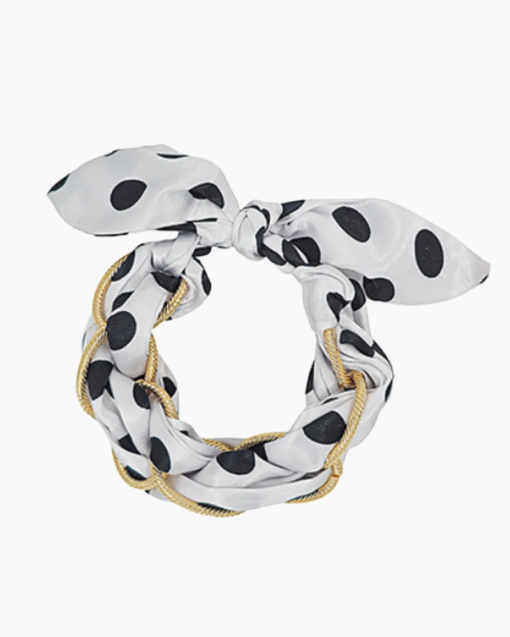 Textured Polka Dot Scarf And Chain Bracelet