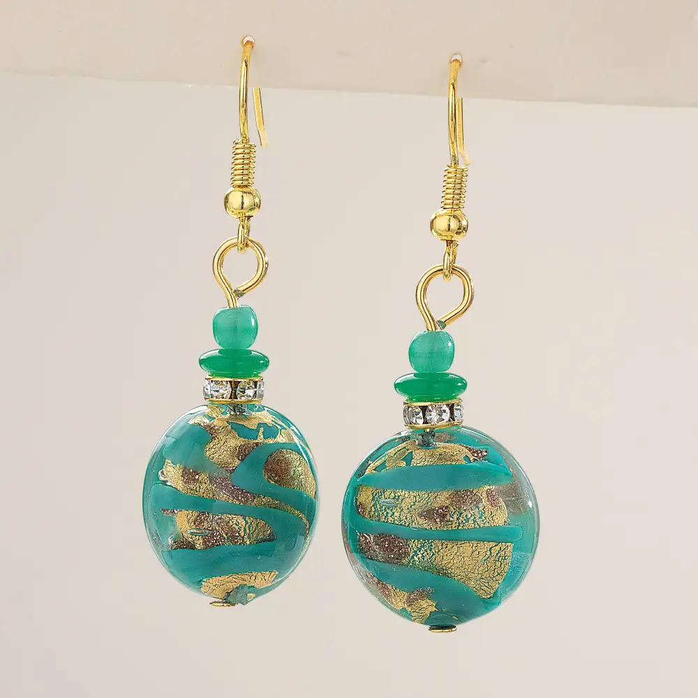 Gemstone Beaded Disc Drop Earrings