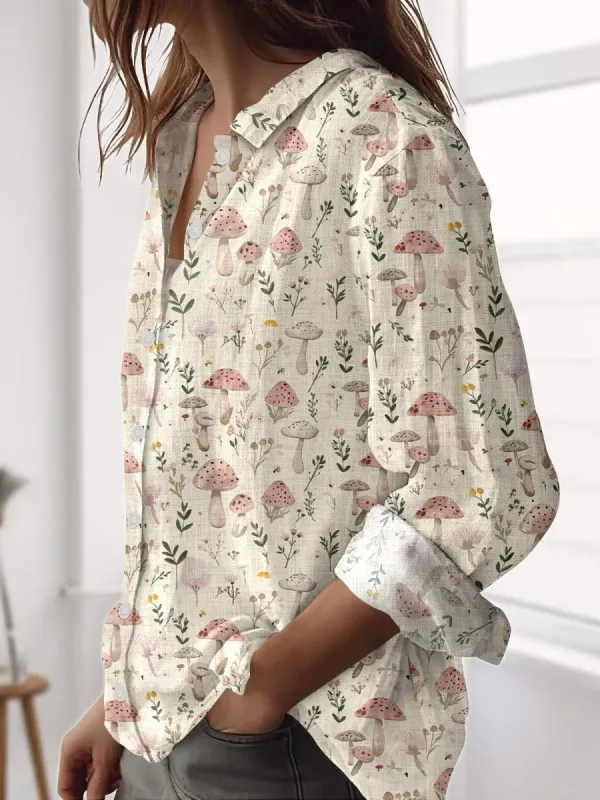 Cottagecore Mushroom Floral Shirt