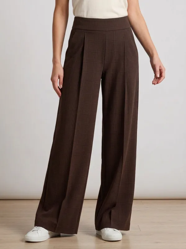 Relaxed Wide-Leg Plaid Printed Women's Wide-Leg Pants
