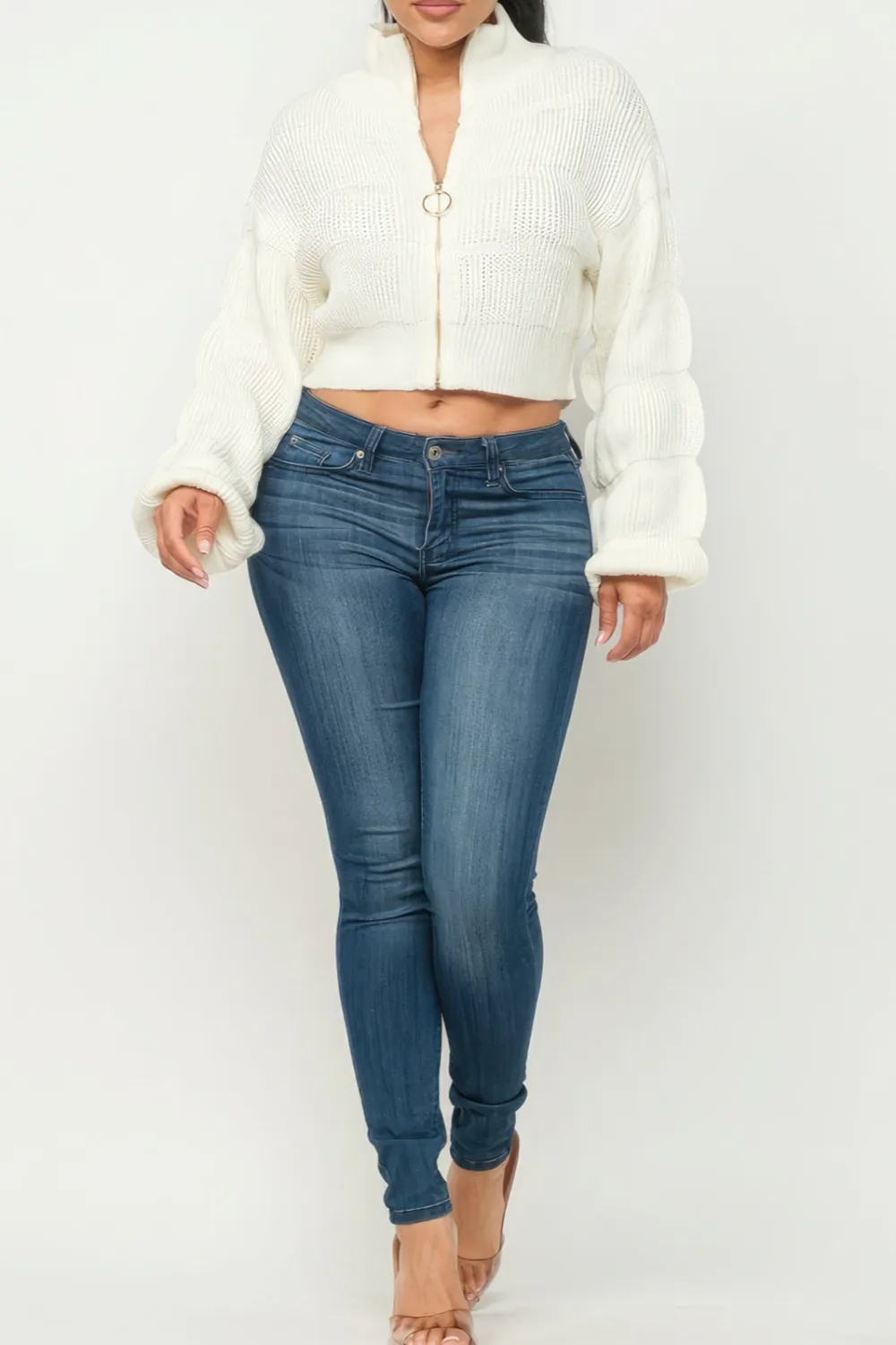 Classic Front Zip Sweater Top