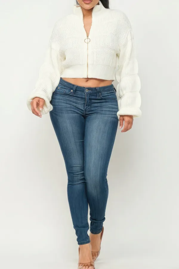 Classic Front Zip Sweater Top