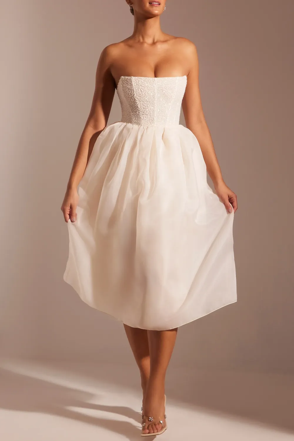 Luxurious Romantic Fluffy Organza Mid-Length