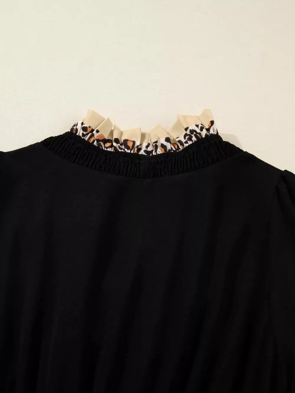 Animal Print V Neck Ruffle Midi Dress