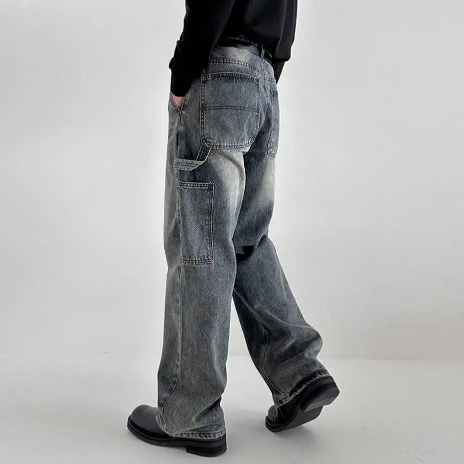 Contrast Wash Straight Leg Jeans