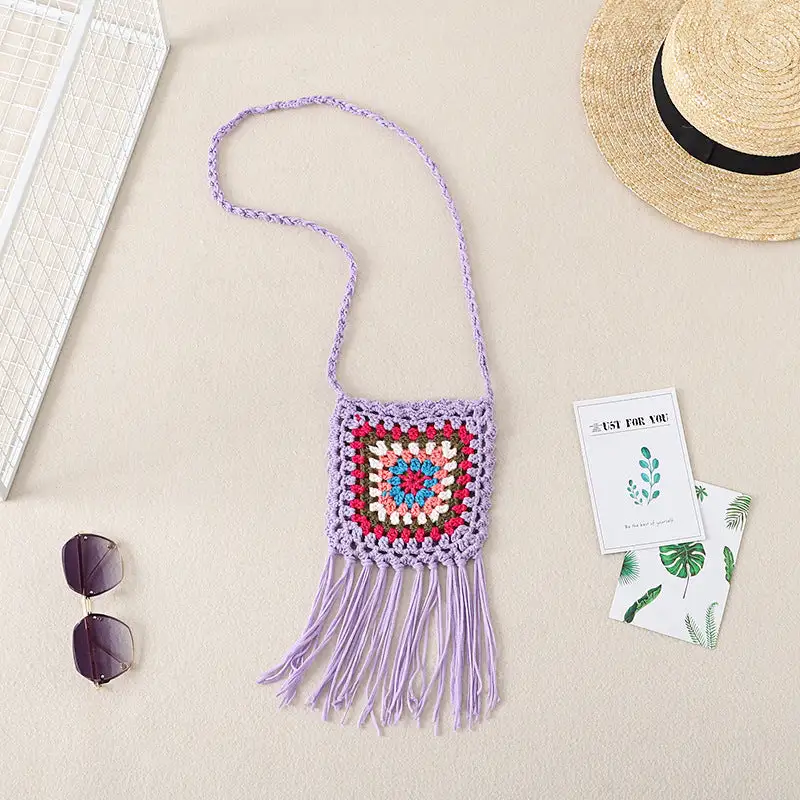 Crochet Granny Square Bag Hand-hooked Cotton Bag
