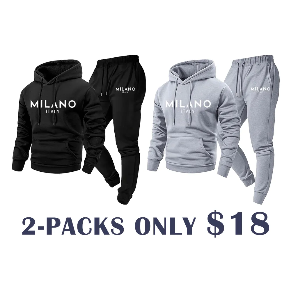 🔥WAREHOUSE SALE-Men's Milano Print Hoodie and Sweatpants Set | Casual Tracksuit for Indoor & Outdoor
