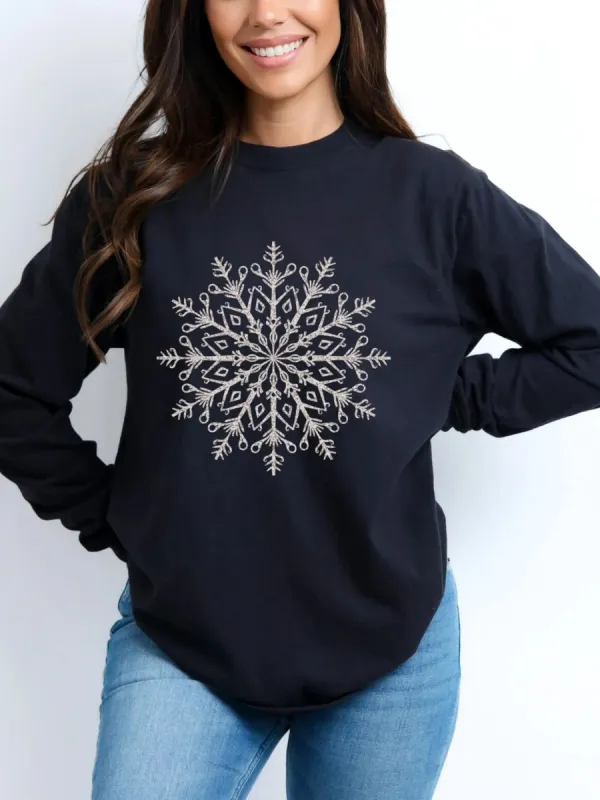 Snowflake Round Neck T-Shirt