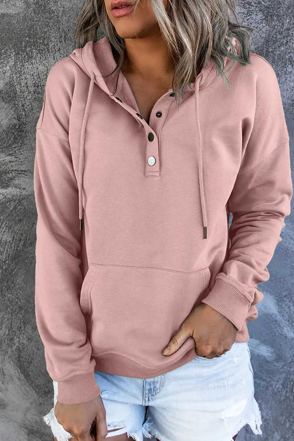 Snap Button Pocket Hoodie