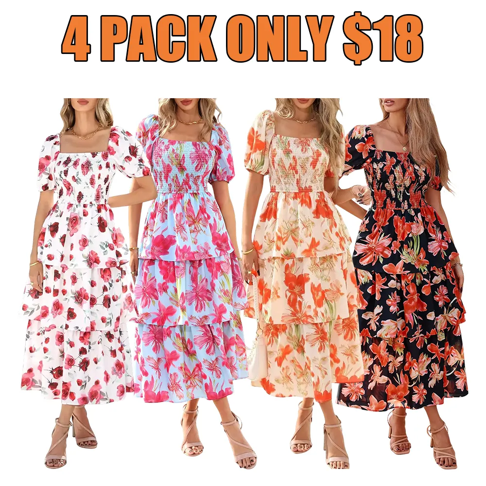 Women's Square Neck Smocked Dress