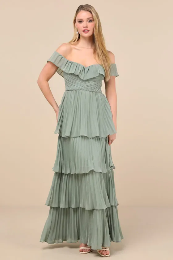 Always Remarkable Light Blue Floral Off-the-Shoulder Maxi Dress