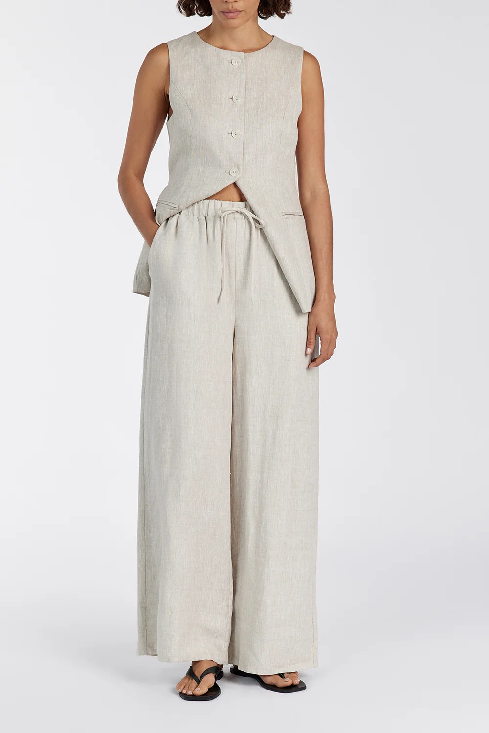 NATURAL LINEN WAIST PANT