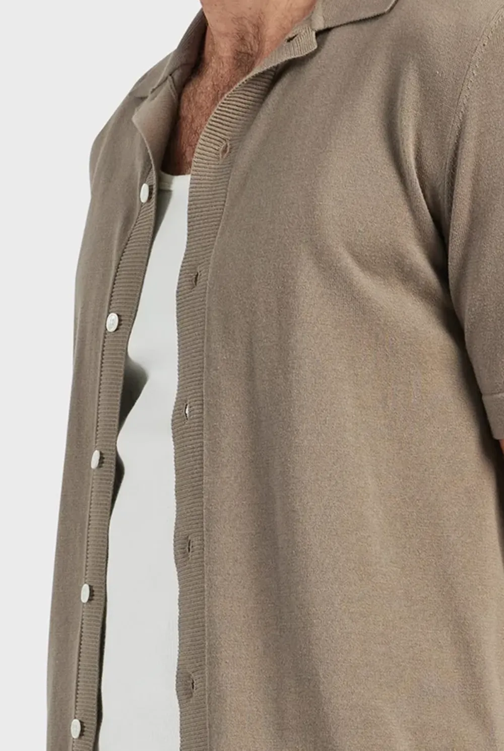 Jackson Rib Knit Polo-Nomad tan