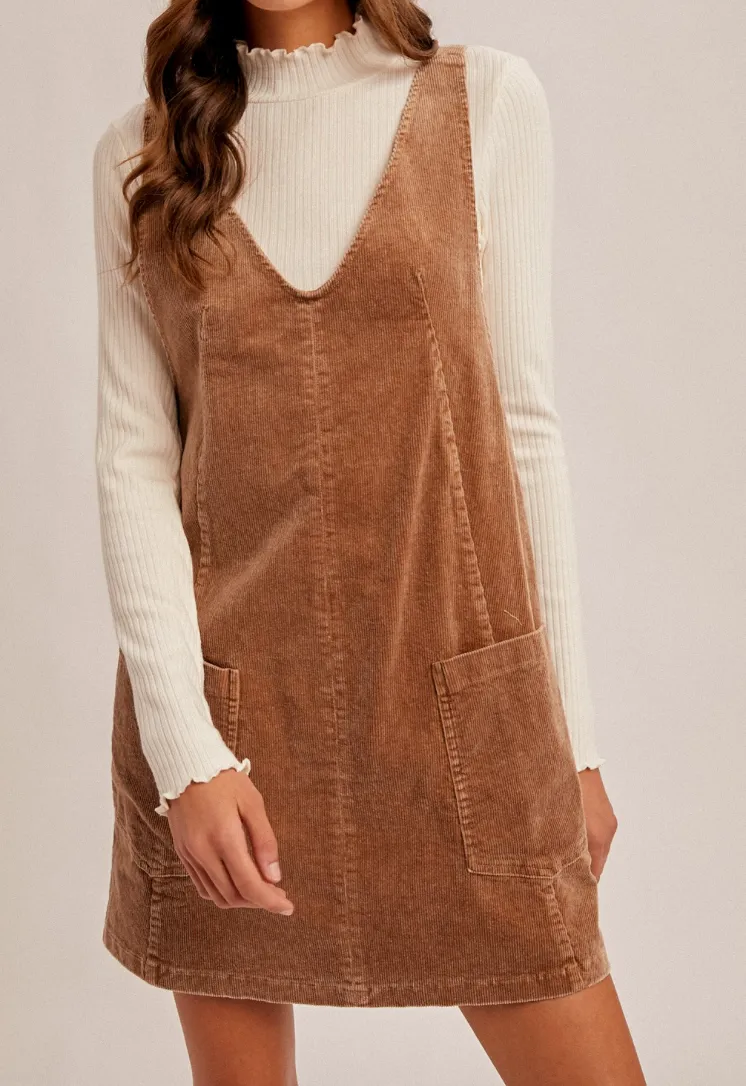 Washed Corduroy Overall Dress