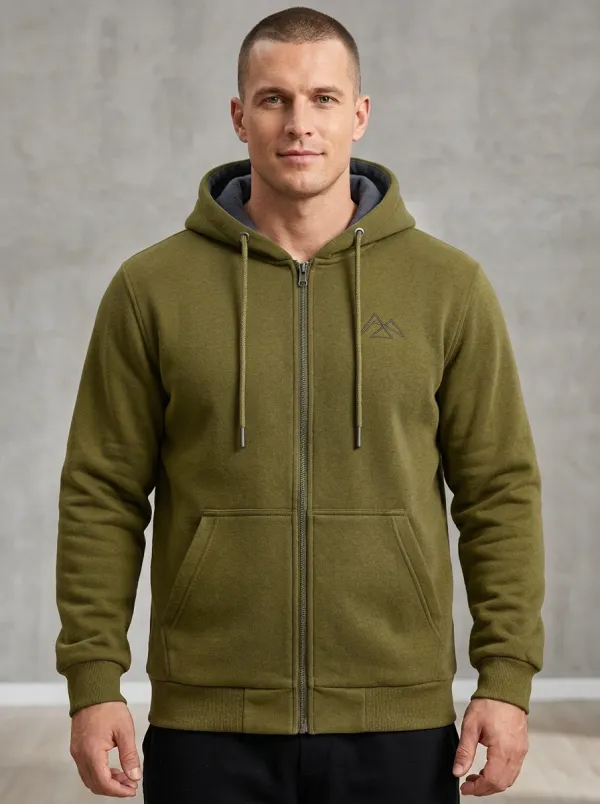 Modern Mountain Graphic Zip-Up Casual Look Men's Sport Jacket