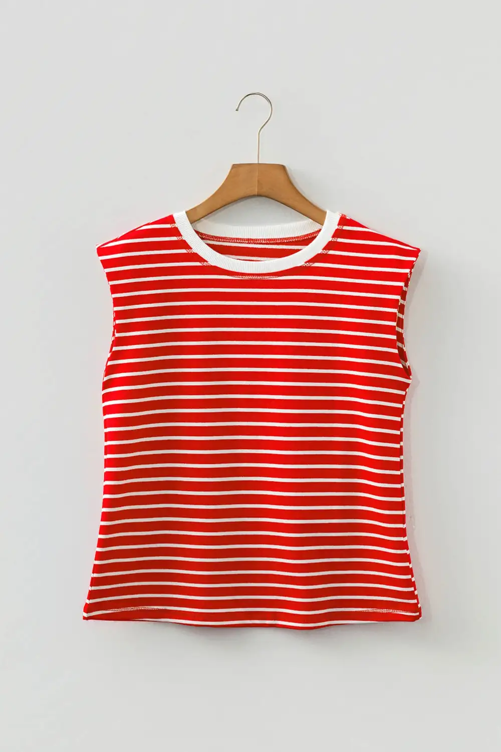 Refined Round-Neck Relaxed Ribbed Striped Tank Top