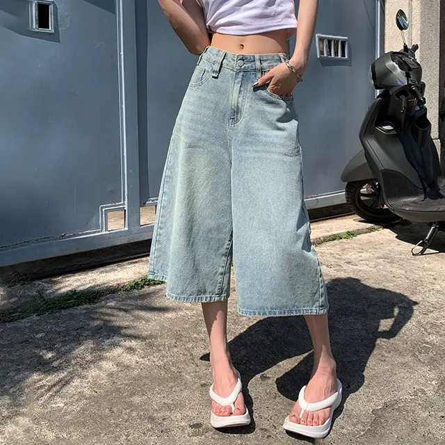 Classic Wide Leg Cropped Jeans