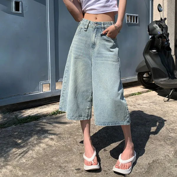 Classic Wide Leg Cropped Jeans