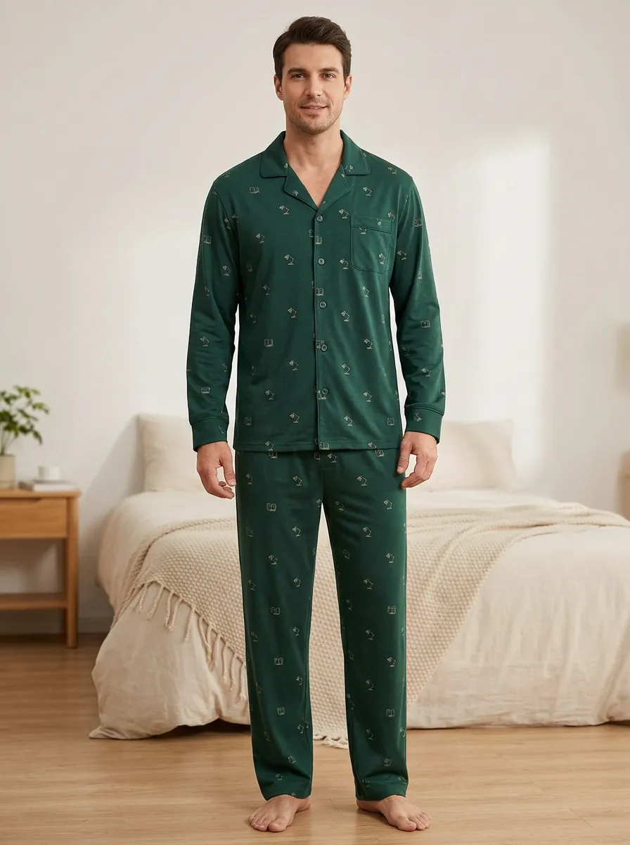 Refined Motif Classic Men's Pajama Set